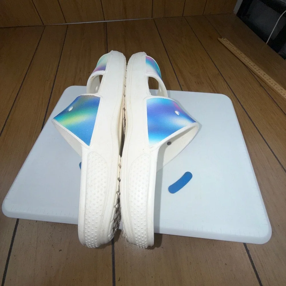 Crocs Classic Tie Dye Slide Sandals Men's‎ Size M 12 White Multi Color Comfort
